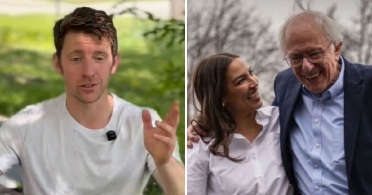 Sam Forstag is running for Montana's open 1st Congressional District seat after securing endorsements from Bernie Sanders and Alexandria Ocasio-Cortez (Screengrab/X/@SamForstag, Getty Images)