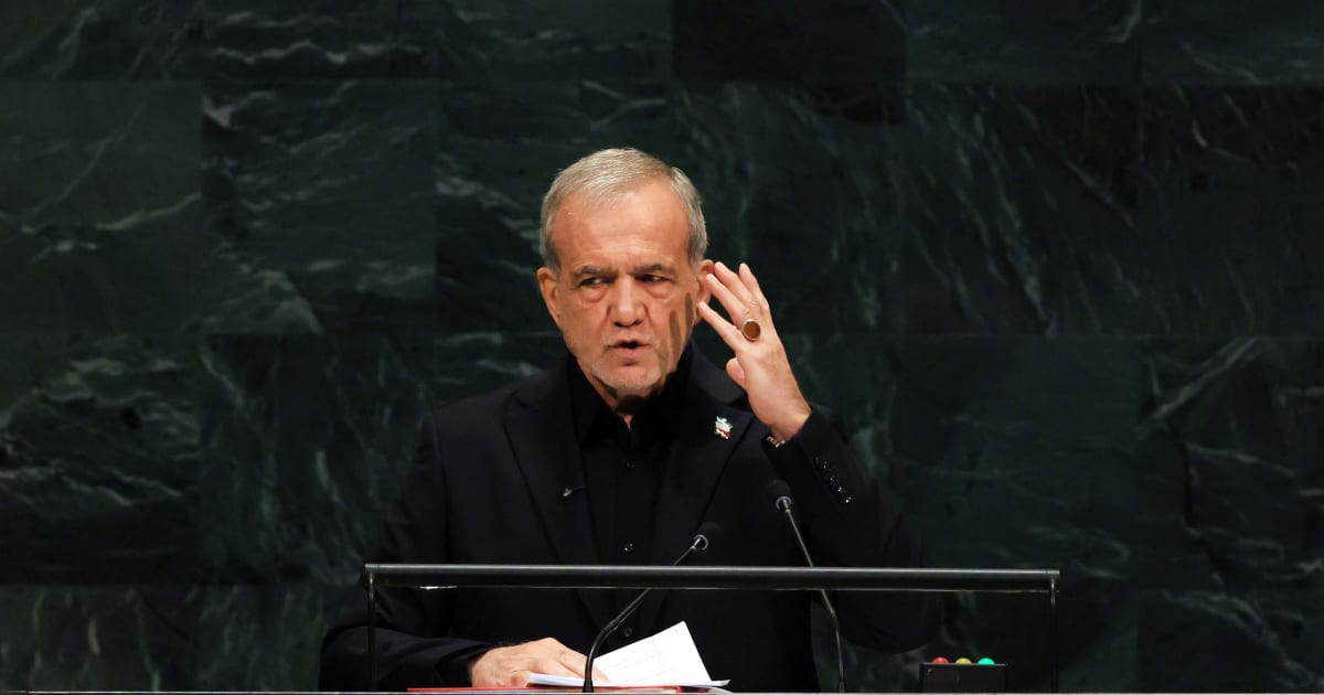 Iran’s President Masoud Pezeshkian delivered Tehran’s message from the UN stage in New York (Getty Images)