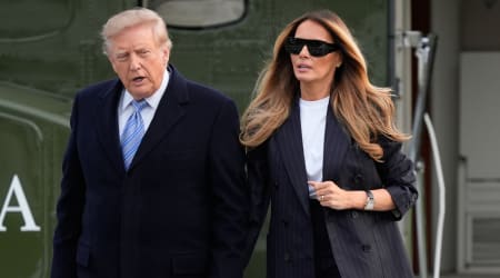 Melania Trump makes a fashion statement in Givenchy as she joins husband to welcome Xi Jinping
