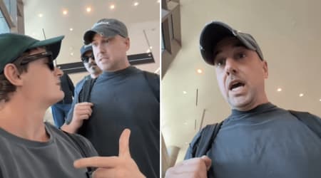 Nick Shirley declares war on heckler and forces awkward retreat after 'be ashamed' jab