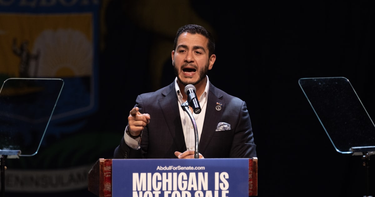 Abdul El-Sayed was shown at a 2018 Michigan gubernatorial forum where he responded to Patrick Colbeck’s questions about his faith ties (Getty Images)
