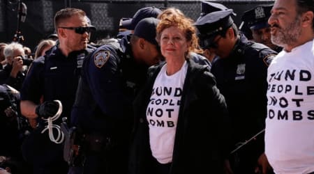 Susan Sarandon and Hannah Einbinder detained at anti-Netanyahu protest outside NYC UN