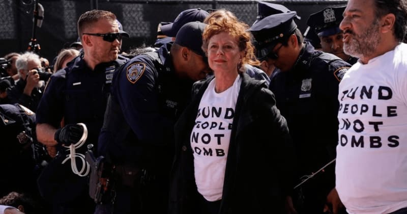 Susan Sarandon and Hannah Einbinder detained at anti-Netanyahu protest outside NYC UN