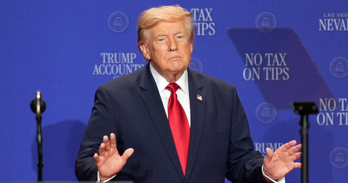 President Donald Trump arrives at an event at the Red Rock Resort in Las Vegas, Wednesday, Aug. 5, 2026 (AP Photo/John Locher)