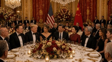 Fact Check: Does this photo show Trump, Xi, Musk and Bezos at the White House dinner?