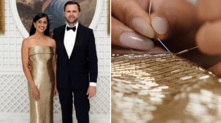 Usha Vance commands attention in stunning gold gown at Trump's state dinner