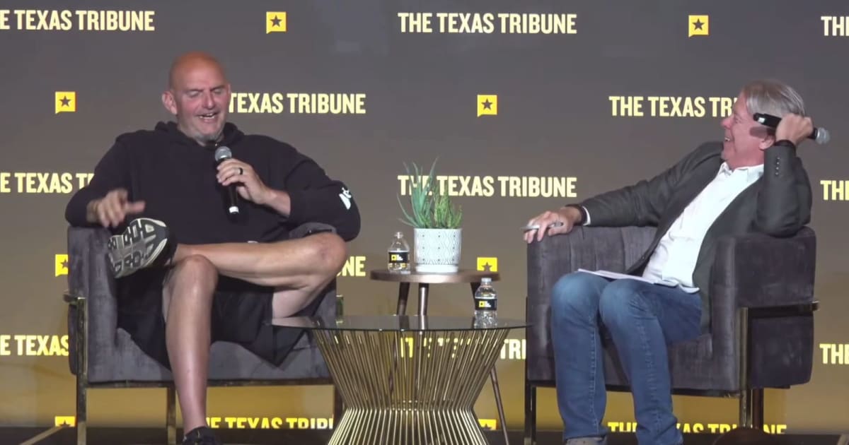 John Fetterman also defended his position within the Democratic Party during a conversation with CBS News’ Major Garrett at the Texas Tribune Festival in Austin on Saturday, September 26 (Screengrab/@EricLDaugh/X)