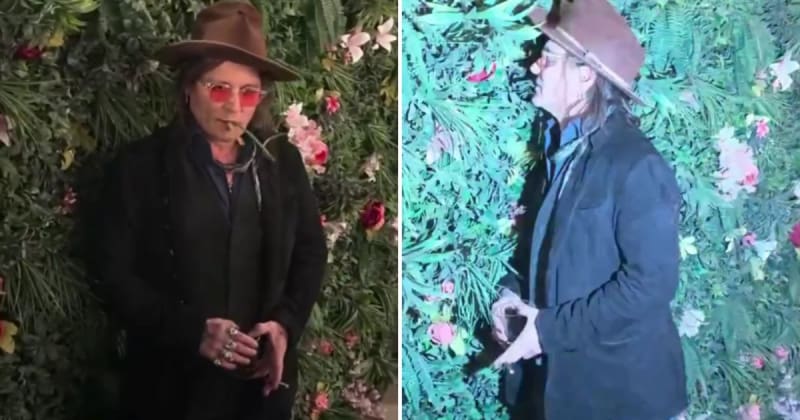 Johnny Depp seen eating decorative plant at Las Vegas event in bizarre video