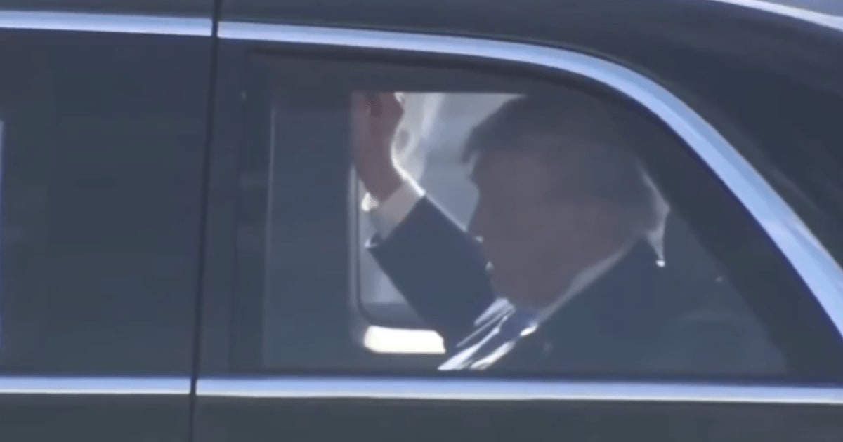 A clip showing Trump inside his presidential limousine has sparked speculation on social media about his health (@Damaan4u33/X)