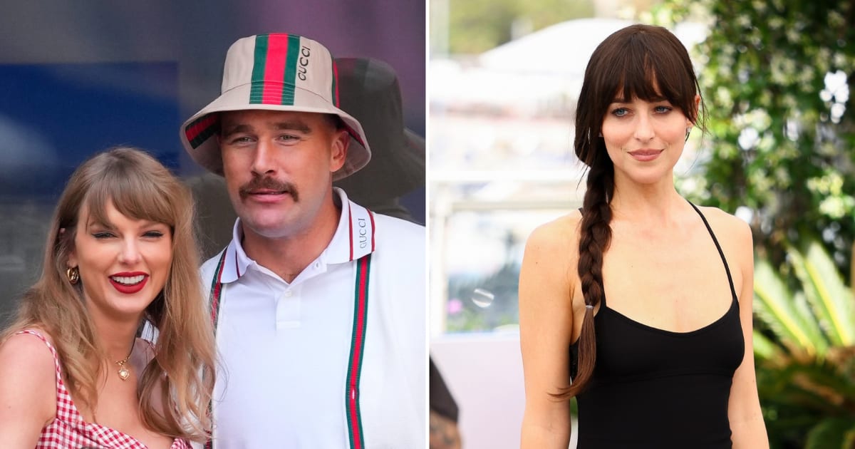 Dakota Johnson discussed Taylor Swift’s wedding photos during a recent interview (Getty Images)