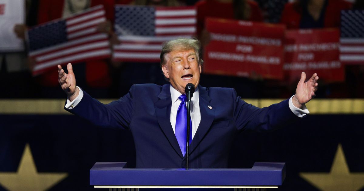 President Donald Trump speaks on stage on the first day of the 2026 Republican National Convention at the American Airlines Center on September 9, 2026, in Dallas, Texas (Getty Images)