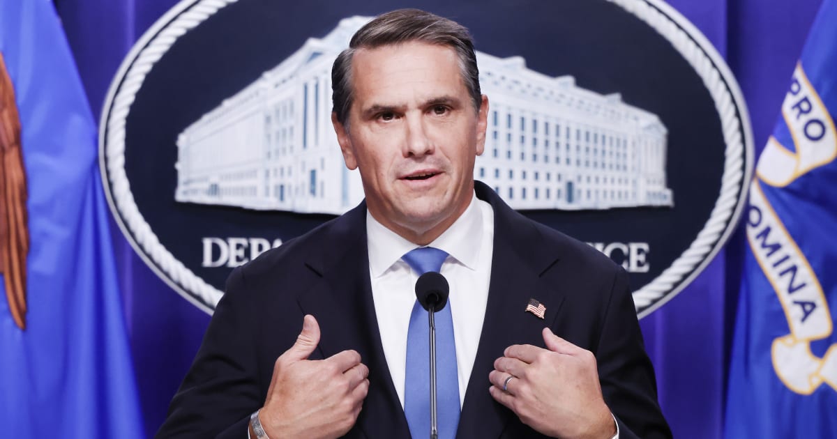 Attorney General Todd Blanche speaks during a news conference at the Robert F Kennedy Department of Justice building on September 30, 2026, in Washington, DC (Anna Moneymaker/Getty Images)