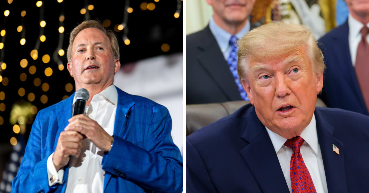 Ken Paxton reportedly told donors that Donald Trump’s Dallas midterm convention hurt his poll numbers, putting their political alliance under scrutiny (Getty Images)