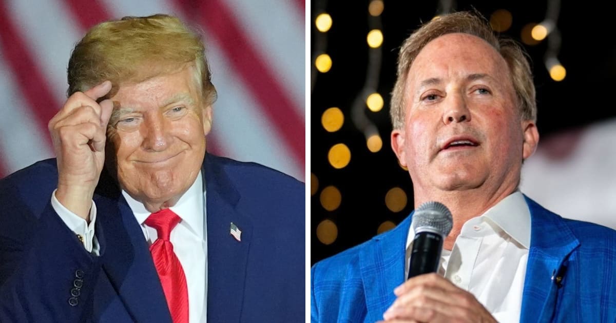 President Donald Trump acknowledged Ken Paxton is a 'little controversial' while speaking at the Choctaw Event Center on Thursday, October 1, 2026, in Durant, Oklahoma (AP Photo/Julio Cortez, Getty Images)