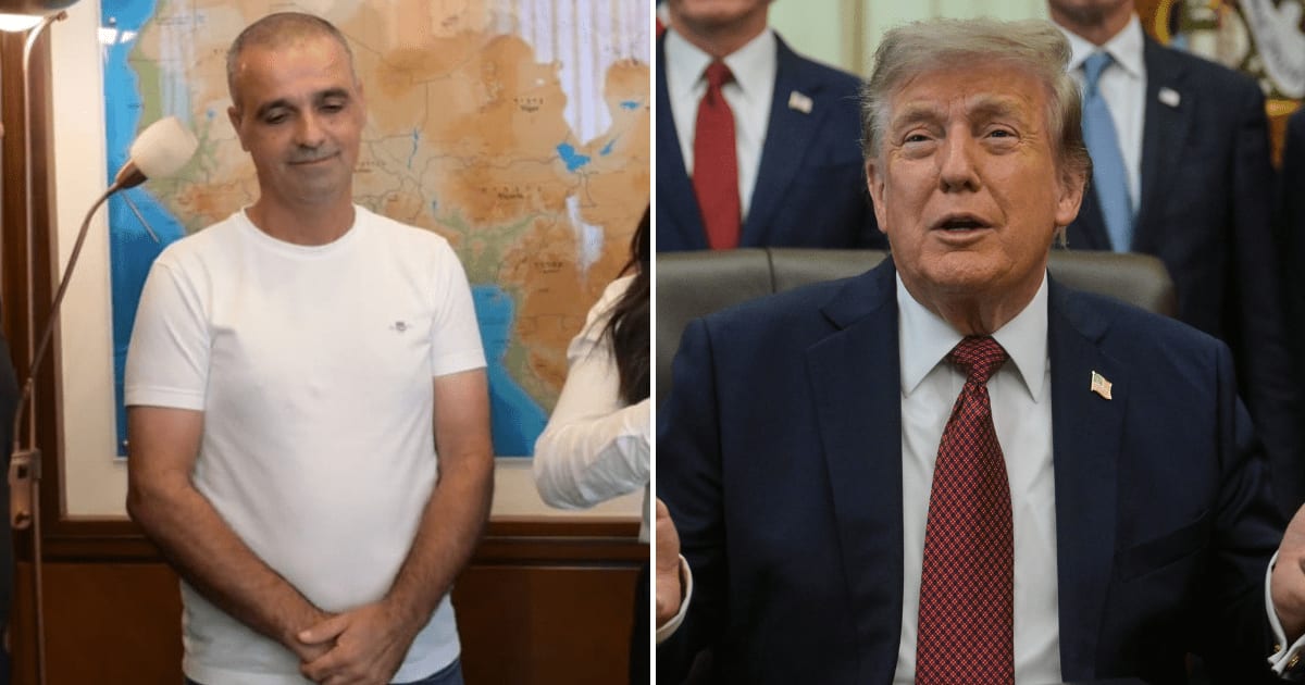 President Donald Trump praised Yaniv Hayoun after he helped restrain the attacker and assisted with the aircraft controls during the terrifying Flydubai emergency (@IsraeliPM/X, AP Photos)