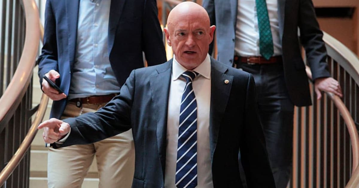 Arizona senator Mark Kelly attacked President Donald Trump's proposed dividend and offered tax relief, tariff changes and an end to the Iran war instead (Chip Somodevilla/Getty Images)