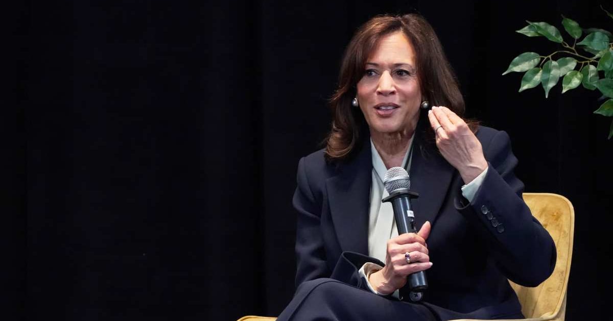 Former Vice President Kamala Harris speaks during a fireside chat on Thursday, May 7, 2026(AP Photo/Ty ONeil)
