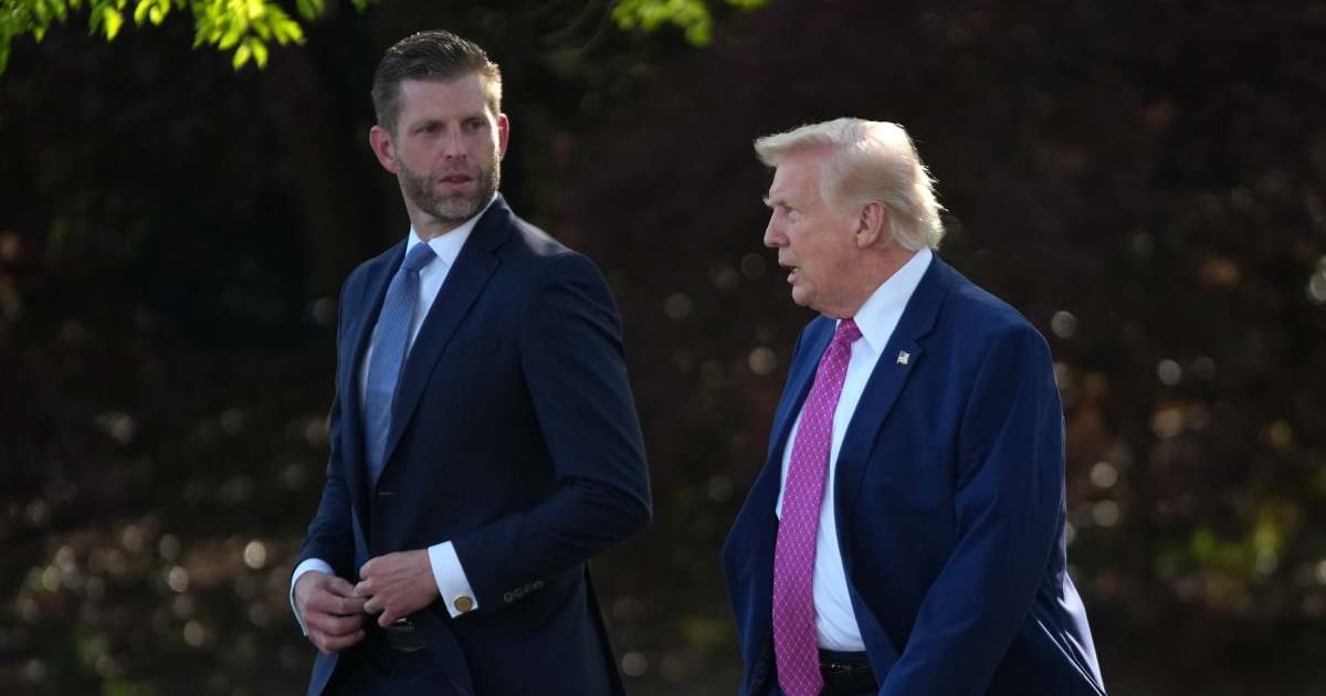 A social media rumor claims Eric Trump said that President Donald Trump's $90 payout to seniors will help them with diesel costs, among others (Andrew Harnik/Getty Images)