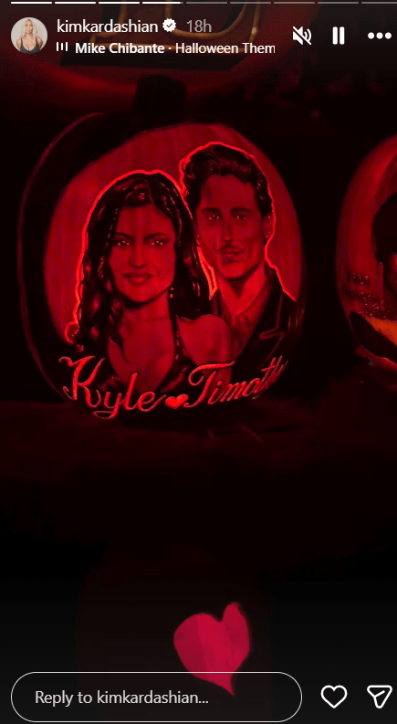 Kylie Jenner and Timothée Chalamet's faces were carved into a pumpkin
