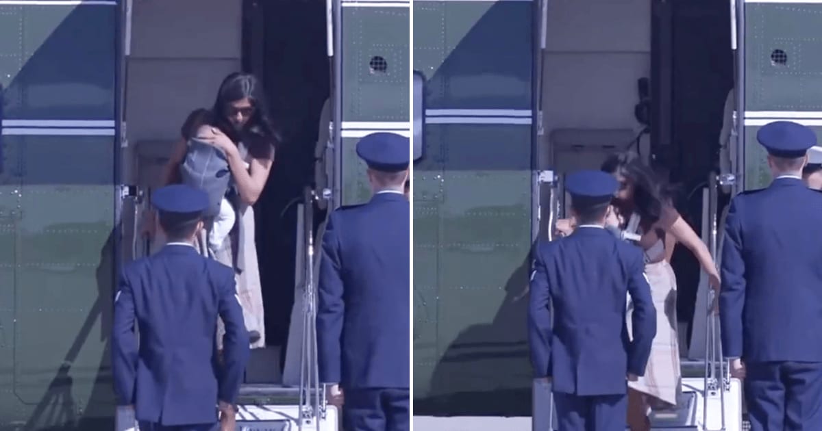 Usha Vance arrived at Joint Base Andrews with her children on October 5 before heading to Alaska with Vice President JD Vance (CSPAN)