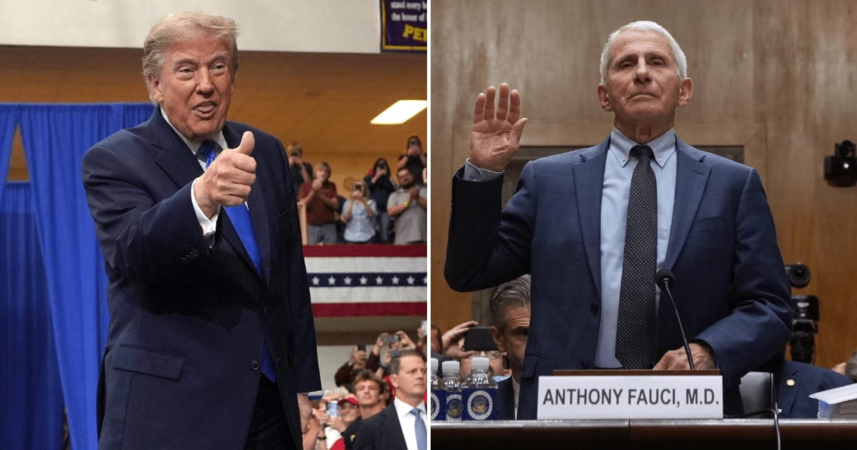 A social media rumor claims President Donald Trump is considering turning over Dr Anthony Fauci to the International Criminal Court over crimes against humanity (AP Photo)