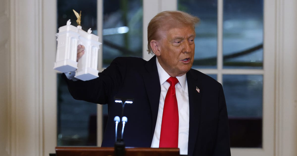 Donald Trump lashed out at protesters opposing his $250 million triumphal arch plan (Getty Images)