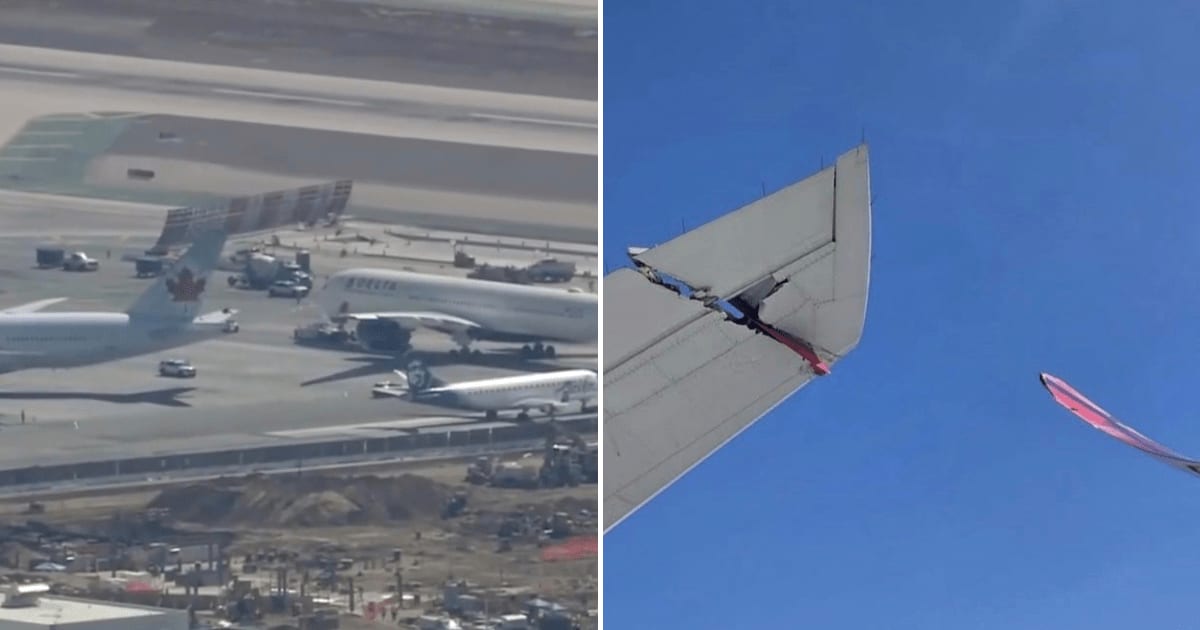 A Delta and Air Canada aircraft collided on a taxiway at Los Angeles International Airport on October 6 (@Mp220Mp/X, @tparon/X)