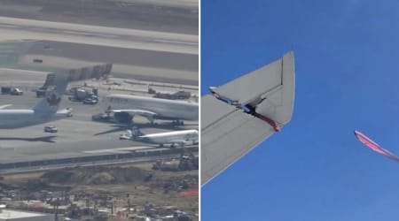 Two planes collide at LAX leaving Delta wing piece dangling from Air Canada jet