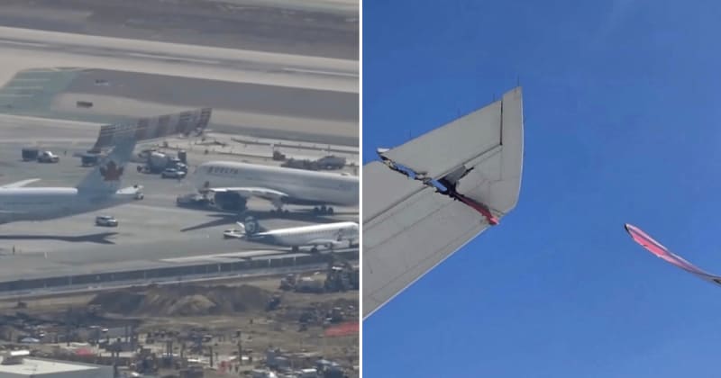 Two planes collide at LAX leaving Delta wing piece dangling from Air Canada jet