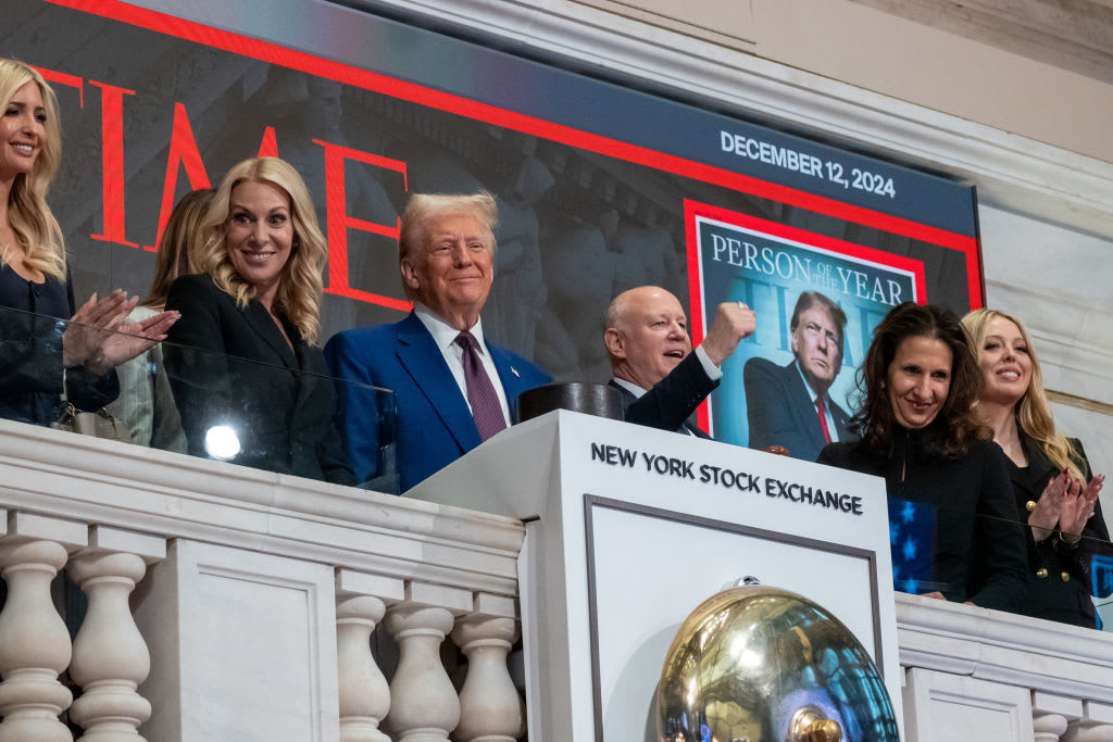 President-elect Donald Trump speaks at a reception at the New York Stock Exchange (NYSE) after being named TIME’s “Person of the Year” for the second time on December 12, 2024 in New York City (Spencer Platt/Getty Images)