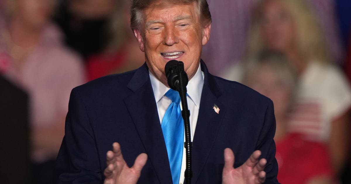 President Donald Trump speaks at a campaign rally at the Pinnacle Bank Expo Center, Monday, Oct 5, 2026 (AP Photo/Charlie Riedel)