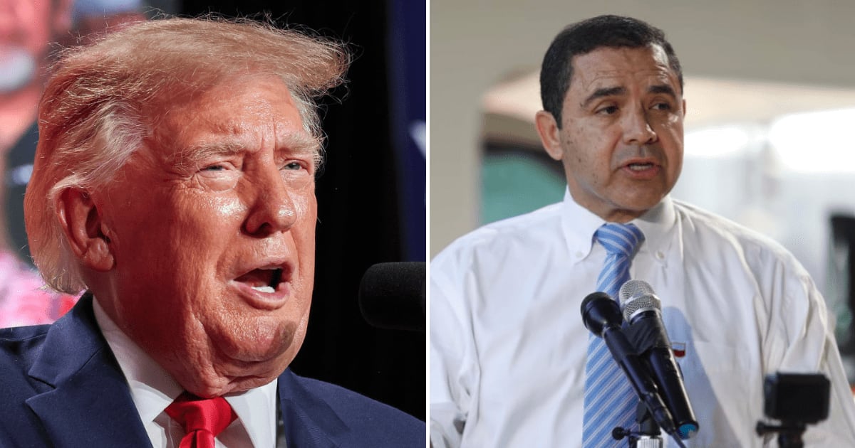 President Donald Trump’s comments marked the latest escalation in his dispute with Rep Henry Cuellar, who is seeking reelection to represent Texas’ 28th Congressional District in November (Getty Images)