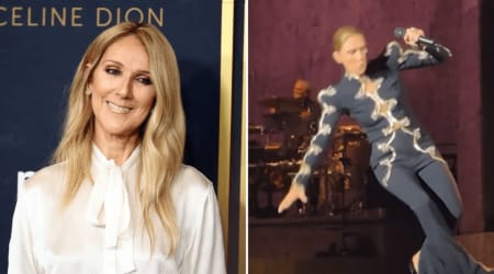 Viral video shows Celine Dion falling onstage during her Paris concert
