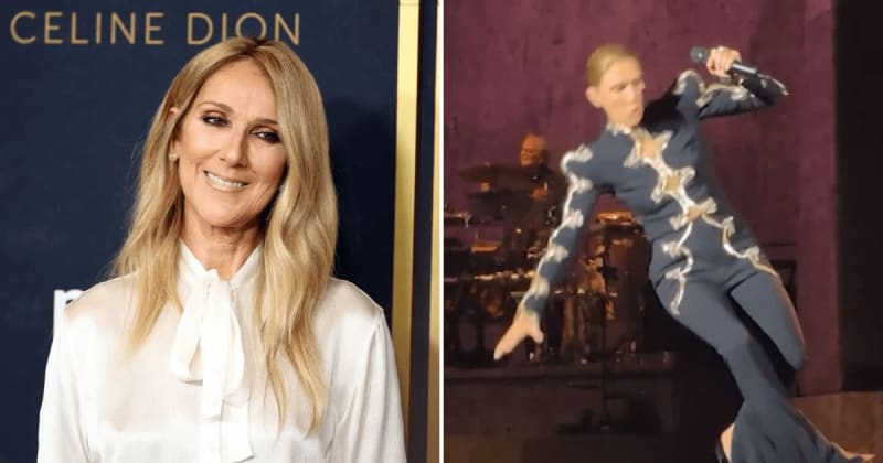 Viral video shows Celine Dion falling onstage during her Paris concert