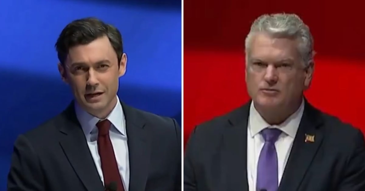 Jon Ossoff and Mike Collins clashed during their first debate ahead of the Georgia Senate election (Screengrab/@TeamOssoff/X)