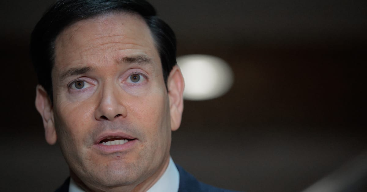 Secretary of State Marco Rubio talks to reporters at the Capitol before briefing leaders from the House of Representatives and the Senate on March 02, 2026 (Getty Images)