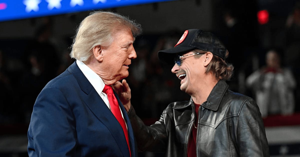 Musician Kid Rock opened the rally by praising President Donald Trump's leadership and criticizing the news media (Roberto Schmidt/Getty Images)