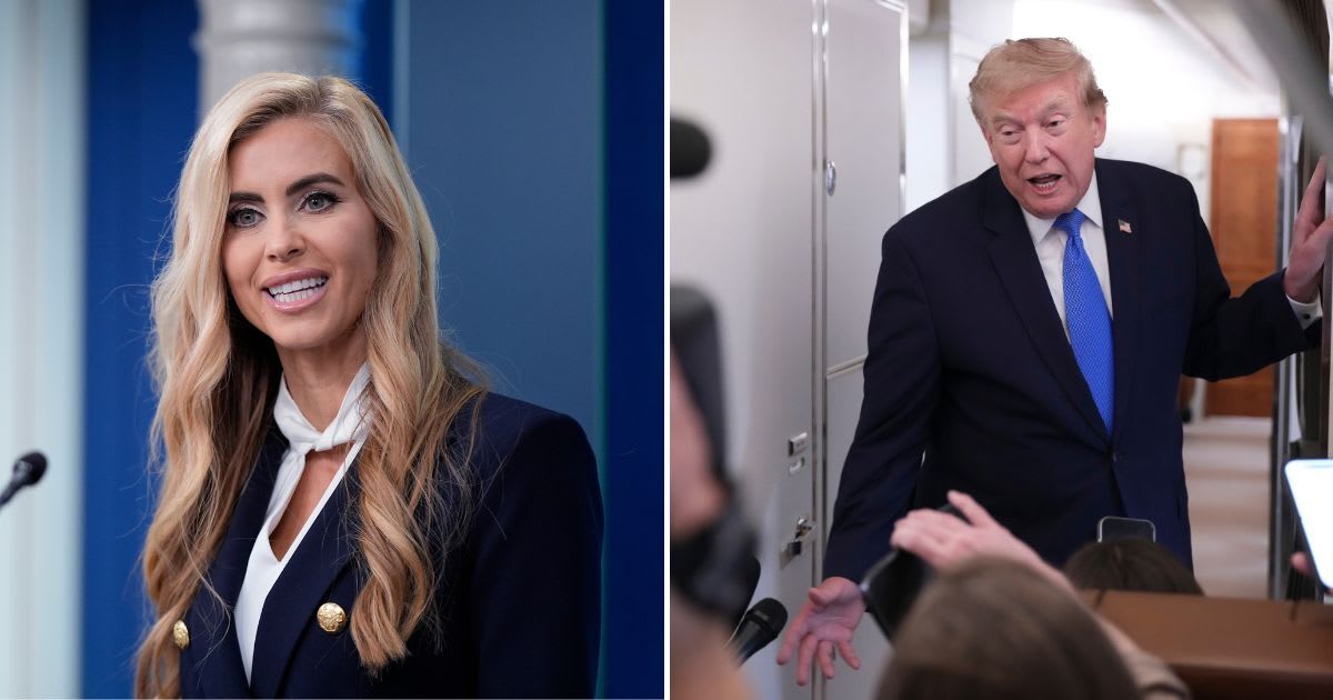 President Donald Trump defended White House press secretary Katie Zacharia after her widely panned debut at the briefing room podium (AP Photo)