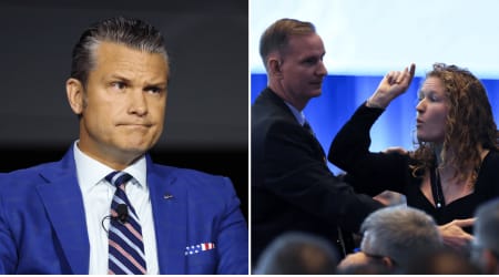Hegseth mocks 'war criminal' taunts as anti-war activists disrupt Army event with loud slogans