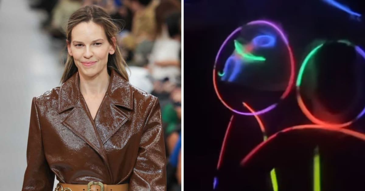 Hilary Swank announced her third pregnancy with a playful glow stick video featuring her family (Victor Boyko/Getty Images, @Hilaryswank/Instagram)