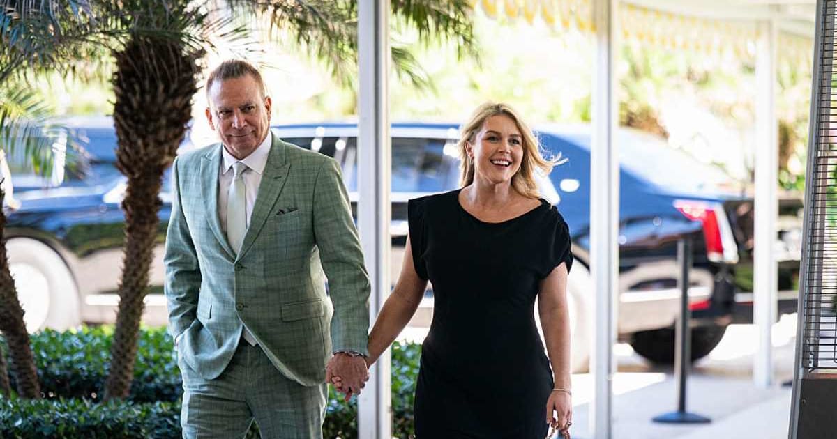 Former White House press secretary Karoline Leavitt has opened up about her 32-year age gap with husband Nicholas Riccio, advising women in similar relationships to ignore criticism and follow their hearts (Getty Images)