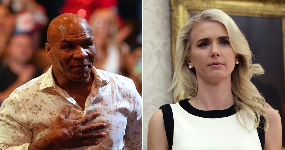 Boxing legend Mike Tyson reportedly gave a blunt response to Donald Trump aide Natalie Harp during a walk across the White House South Lawn on October 9 (AP Photo/Mark Schiefelbein, Getty Images)