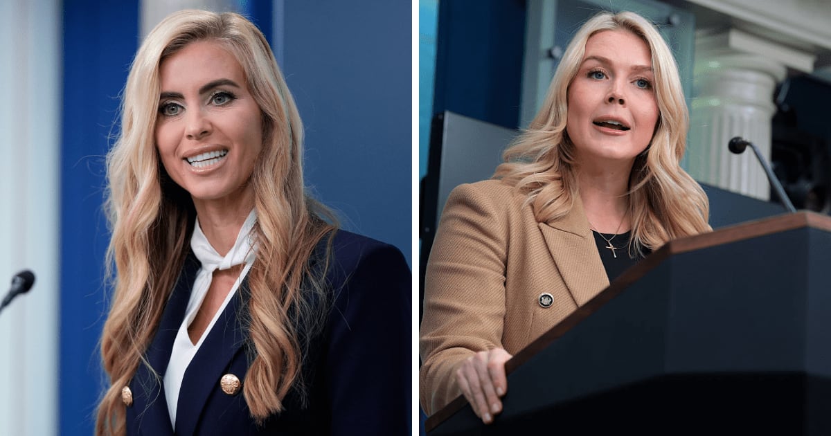 Body-language expert Judi James praised Karoline Leavitt’s authoritative delivery while describing Katie Zacharia’s scripted remarks and greeting as nervous (AP Photos and Getty Images)