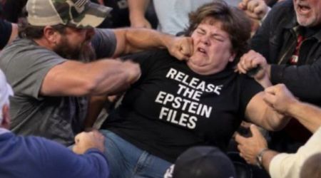 Fact Check: Is viral image of Trump rally attendees punching an Epstein files protester real?
