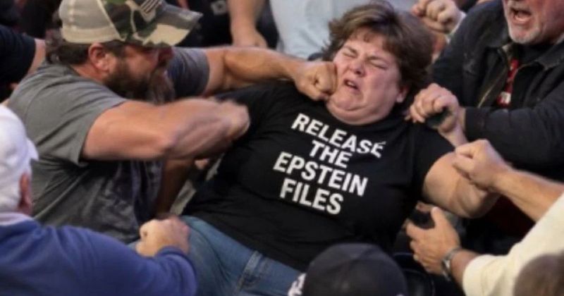 Fact Check: Is viral image of Trump rally attendees punching an Epstein files protester real?